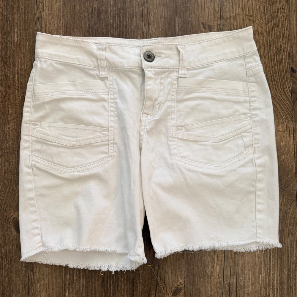 Unionbay Denim Shorts Juniors 5 White Stretch Raw Hem Utility‎ Patch Pockets
